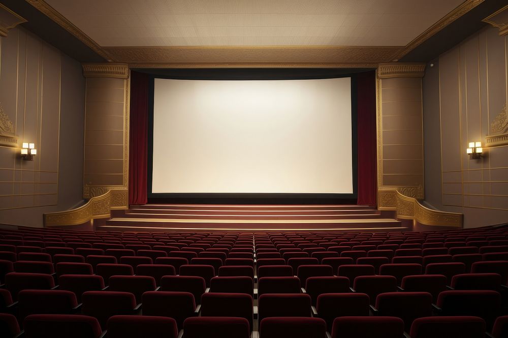 Cinema auditorium with screen and seats architecture electronics technology. AI generated Image by rawpixel.