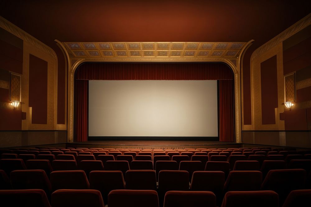 Cinema auditorium with screen and seats stage architecture electronics. AI generated Image by rawpixel.