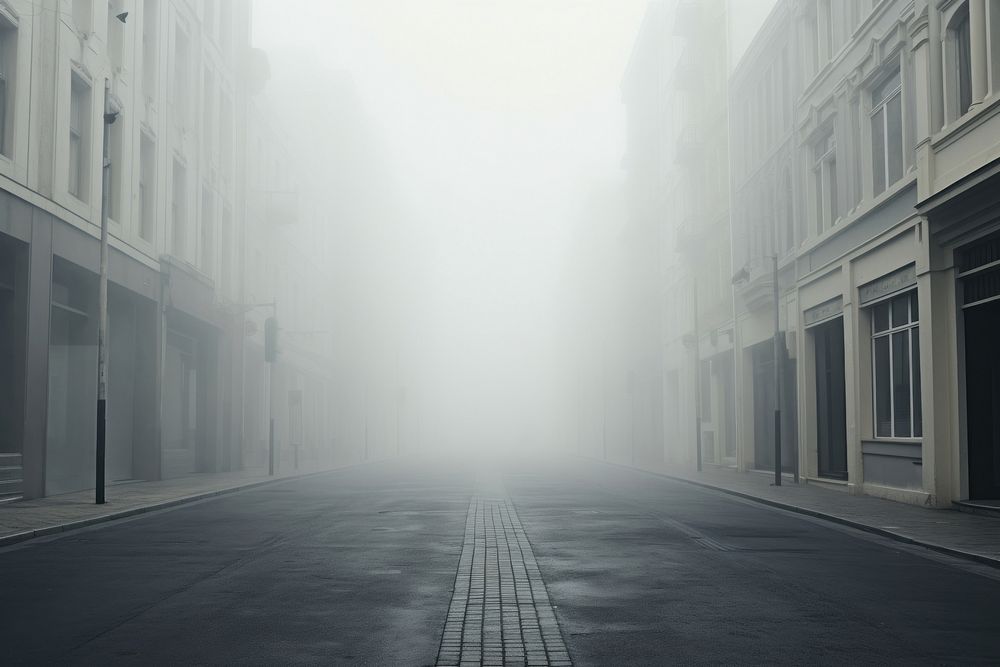 Dark gloomy empty street Smoke Smog Fog fog outdoors smoke. AI generated Image by rawpixel.