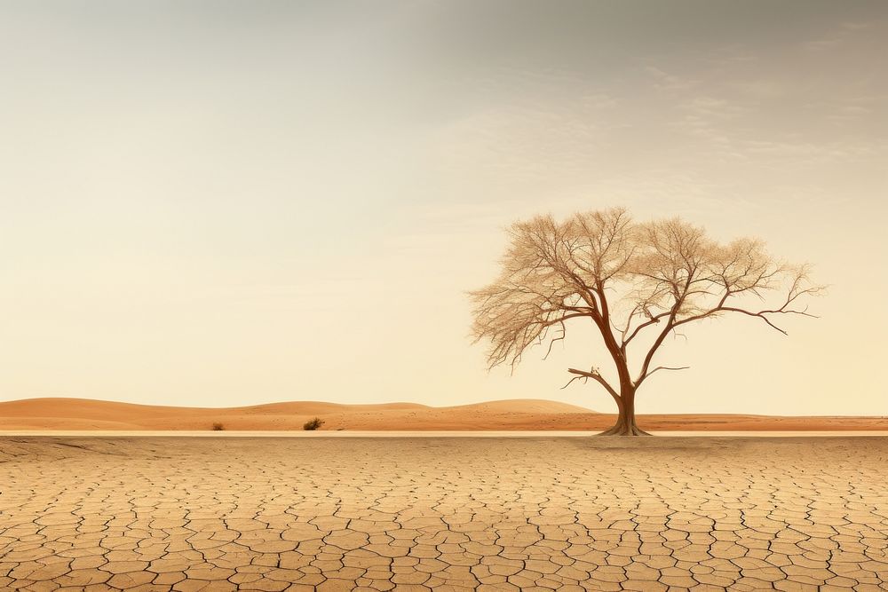 Dramatic empty scene of arid land or drought soil with old tress landscape outdoors nature. AI generated Image by rawpixel.