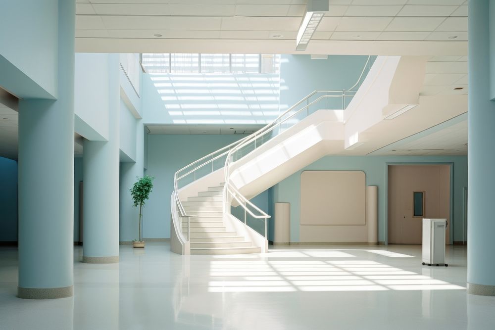Hospital architecture staircase building. AI generated Image by rawpixel.