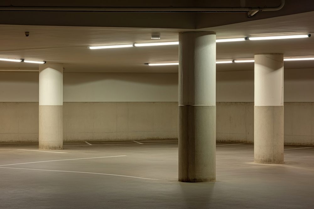 Underground parking lighting transportation architecture. 