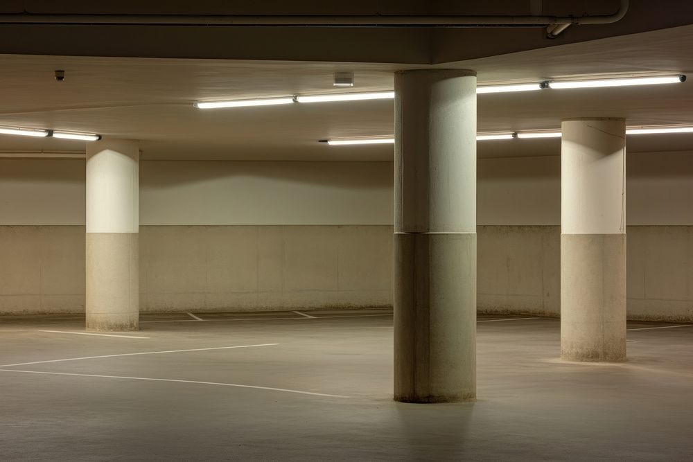 Underground parking lighting transportation architecture. Premium