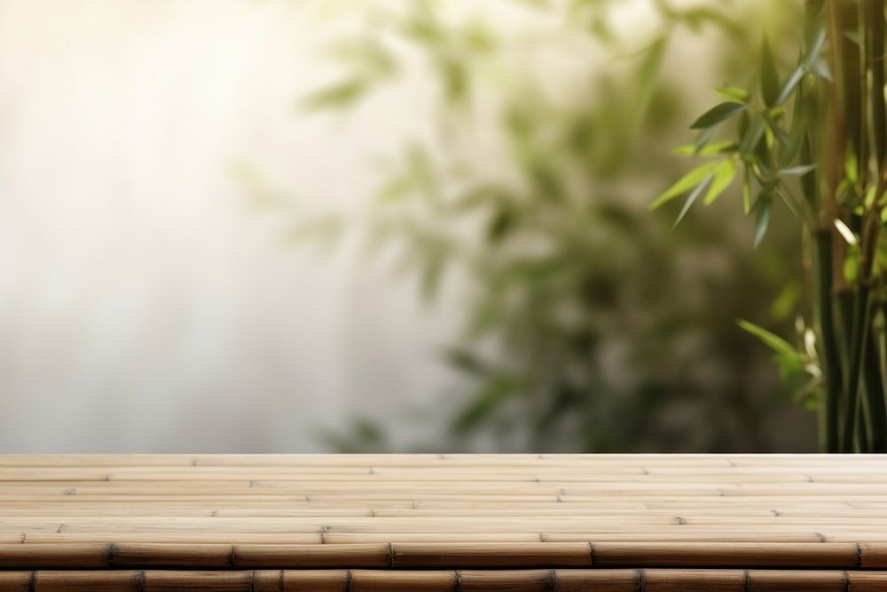 Wooden surface blurred bamboo tree background plant architecture indoors. AI generated Image by rawpixel.