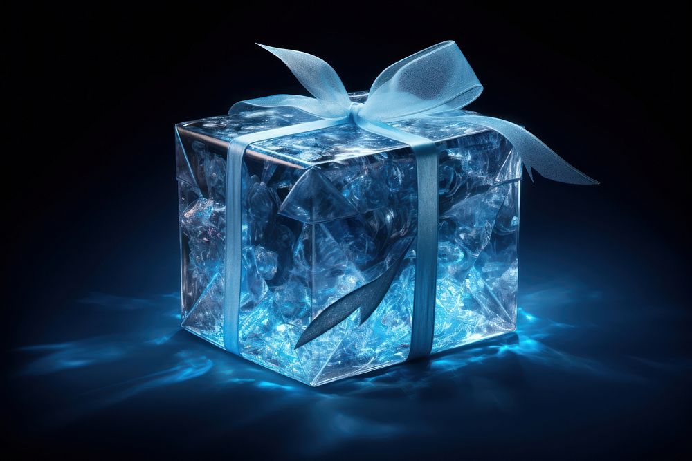 Gift box gift ice blue. AI generated Image by rawpixel.