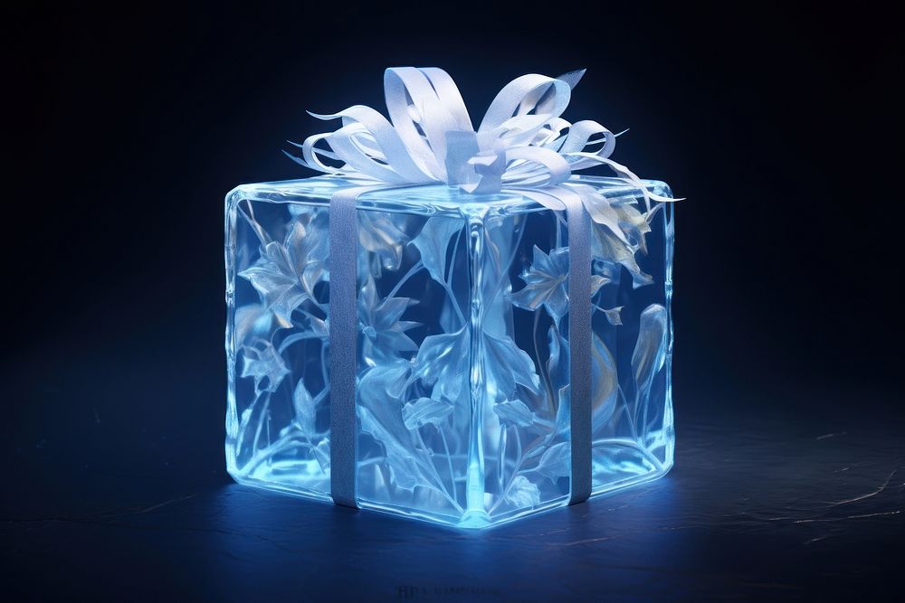 Gift box gift blue illuminated. AI generated Image by rawpixel.