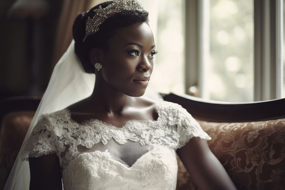 African dress bride newlywed. AI generated Image by rawpixel.