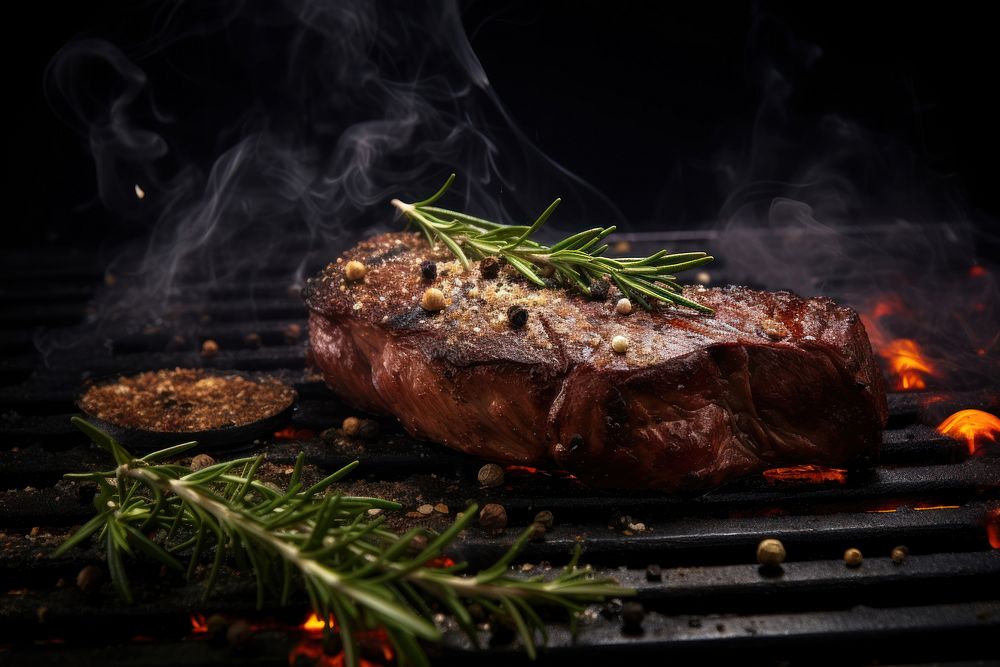 Beef steak grilling grilled cooking. AI generated Image by rawpixel.