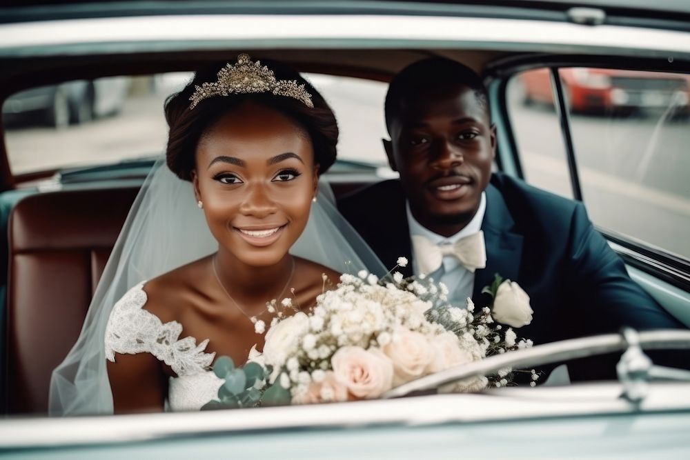 African wedding bride car. AI generated Image by rawpixel.