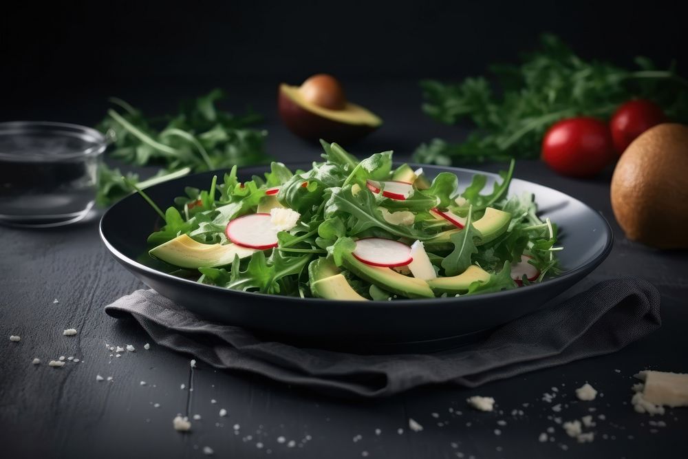 Salad vegetable avocado arugula. AI generated Image by rawpixel.