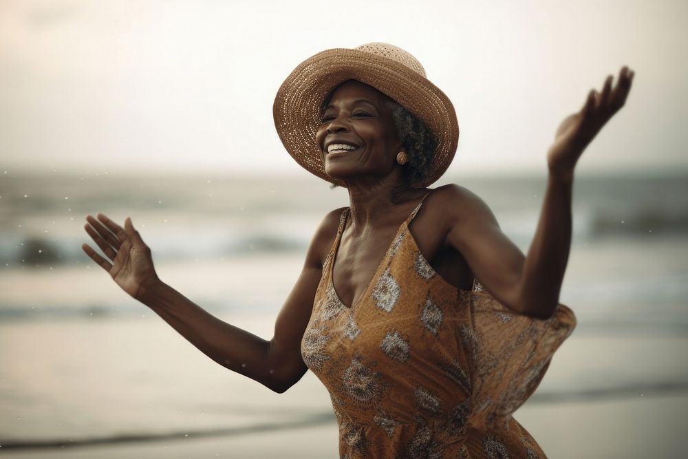 African American women portrait beach happy. AI generated Image by rawpixel.