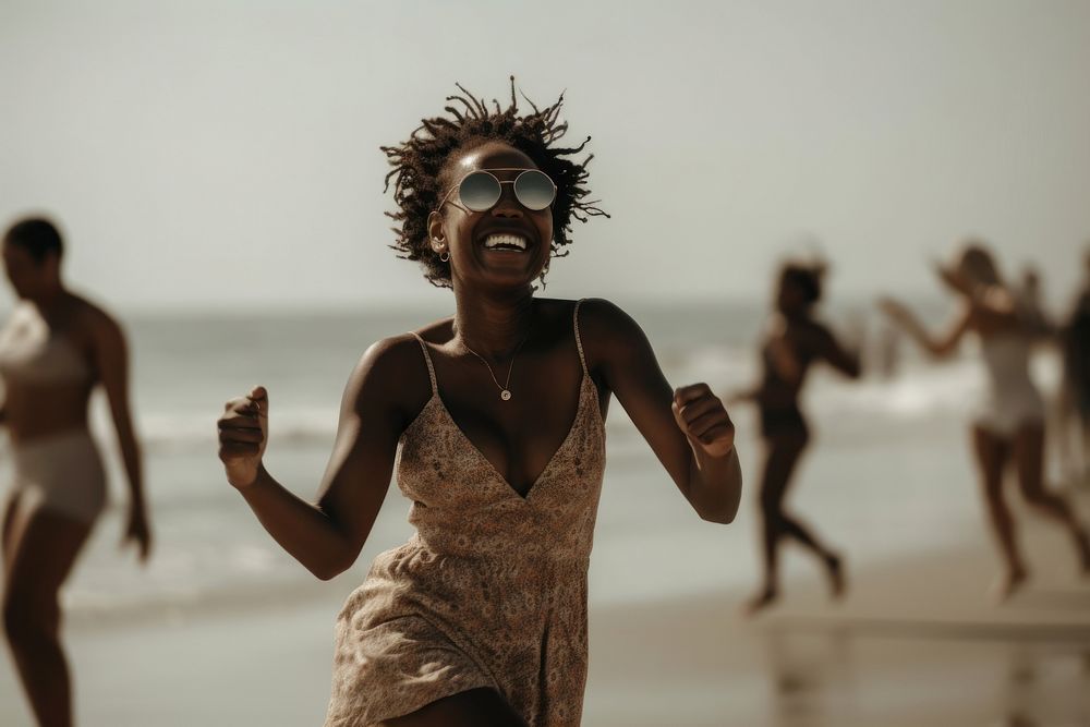 African American women dancing beach adult. AI generated Image by rawpixel.