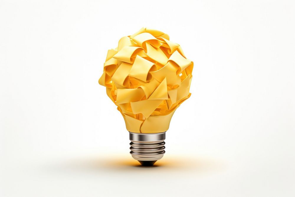 Light bulb lightbulb paper white background. AI generated Image by rawpixel.