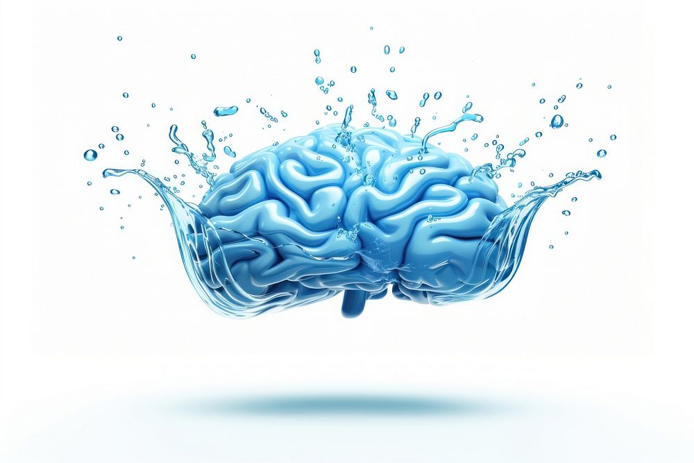 Brain brain water white background. AI generated Image by rawpixel.