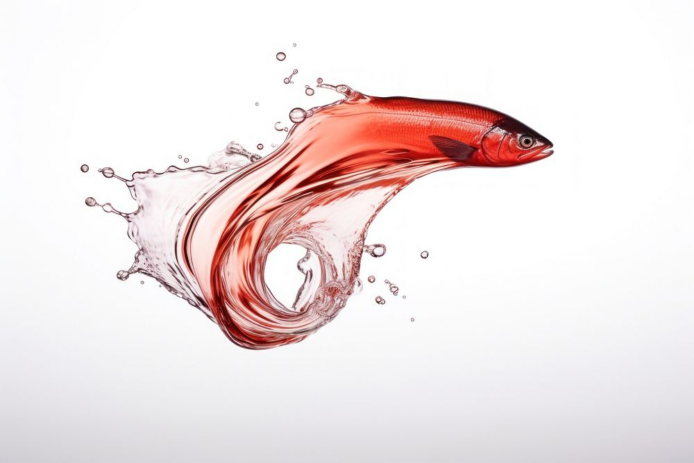 Salmon fish flowing splattered splashing. AI generated Image by rawpixel.