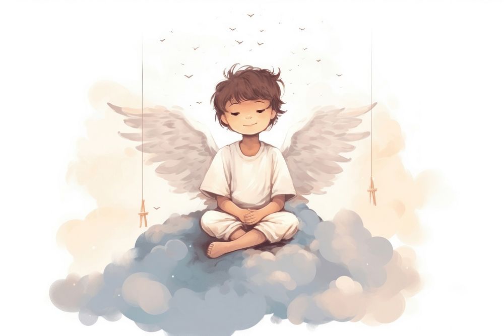 Angel sitting representation contemplation. AI generated Image by rawpixel.