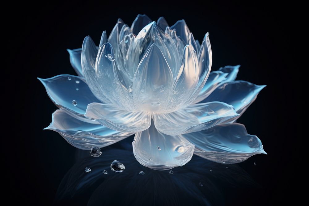 Lotus translucent crystal blue. AI generated Image by rawpixel.