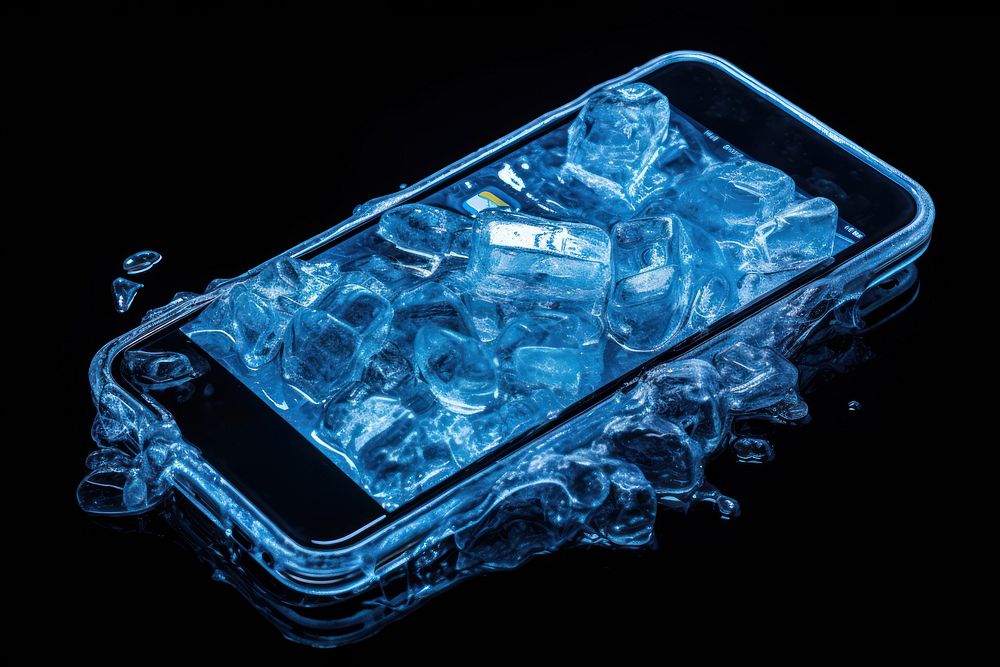 Phone frozen phone blue. AI generated Image by rawpixel.