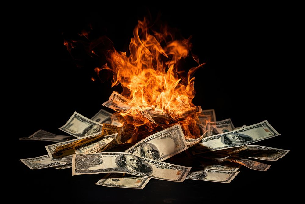 Money fire bonfire burning. AI generated Image by rawpixel.