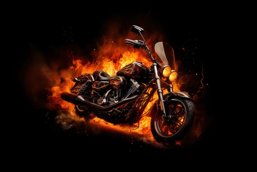 Motorcycle motorcycle fire vehicle. AI generated Image by rawpixel.