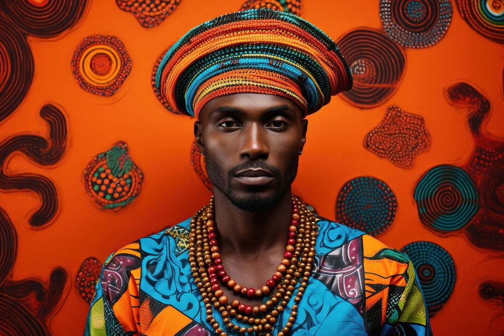 Traditional African accessories portrait pattern. AI generated Image by rawpixel.