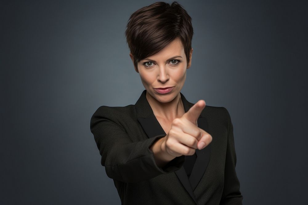 Businesswoman portrait finger adult. AI generated Image by rawpixel.