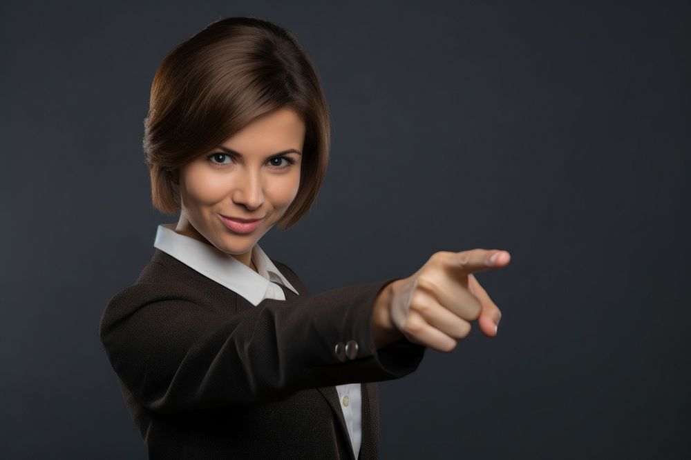 Businesswoman pointing portrait finger. AI generated Image by rawpixel.