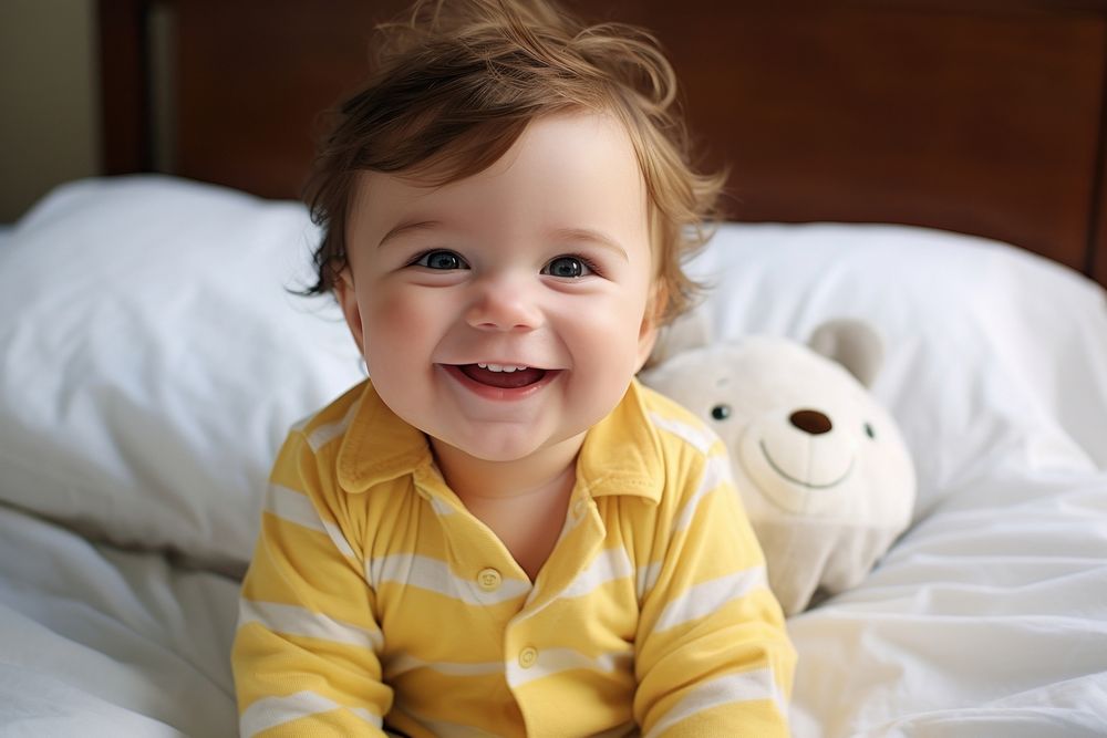 Smiling cute american baby portrait bedroom smile. AI generated Image by rawpixel.