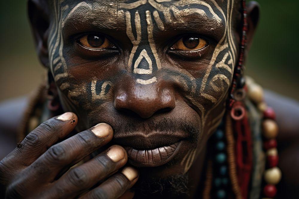 African man tribe skin tradition. AI generated Image by rawpixel.
