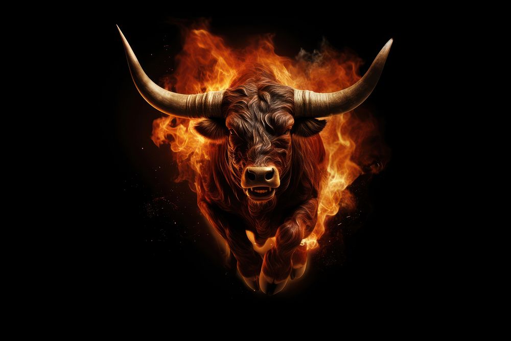 Bull fire livestock burning. AI generated Image by rawpixel.