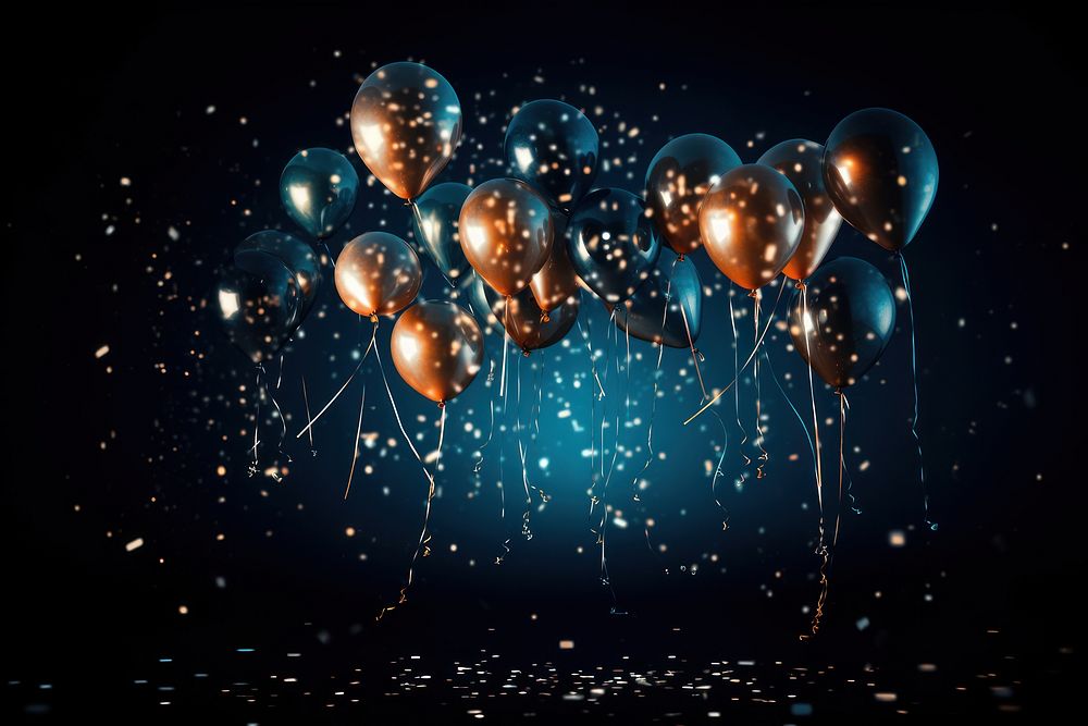 Balloons fireworks illuminated celebration. AI generated Image by rawpixel.