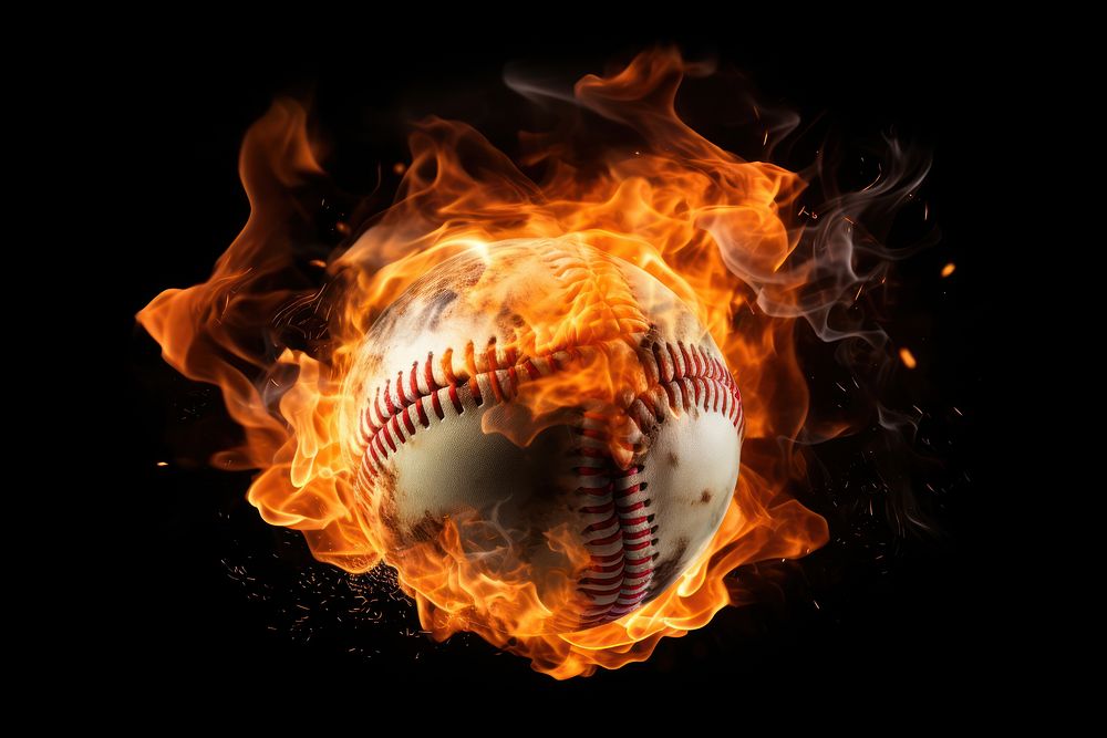 Baseball baseball fire softball. AI generated Image by rawpixel.