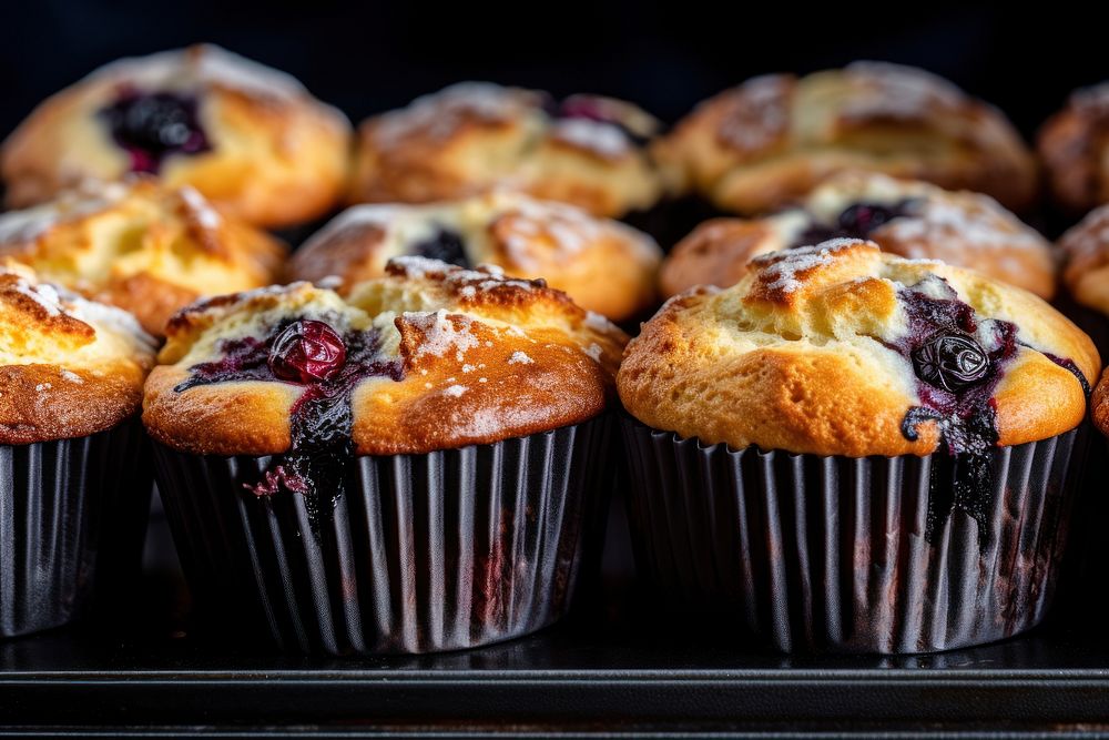 Blueberry muffins food dessert bread. AI generated Image by rawpixel.