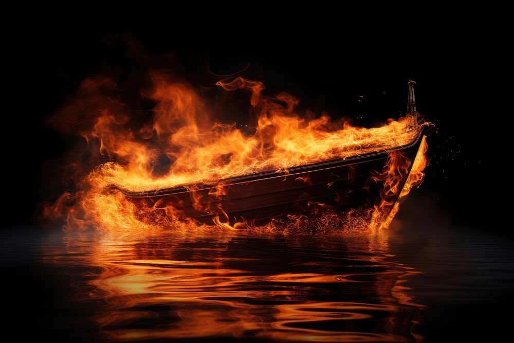 Boat fire vehicle bonfire. AI generated Image by rawpixel.