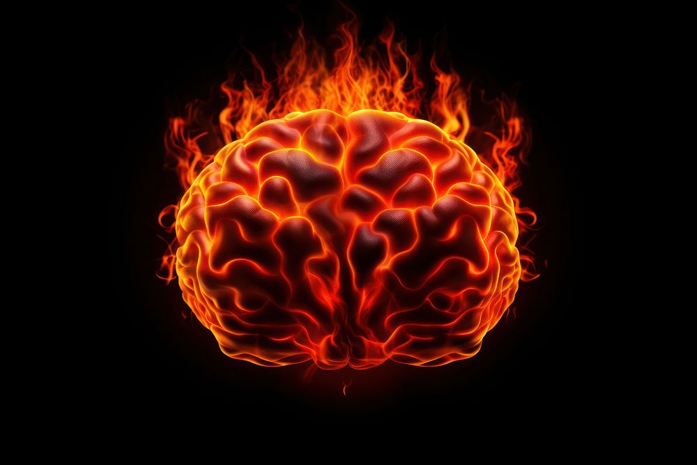 Brain fire burning brain. AI generated Image by rawpixel.