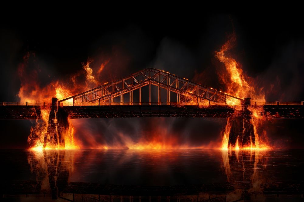 Bridge fire outdoors bonfire. AI generated Image by rawpixel.