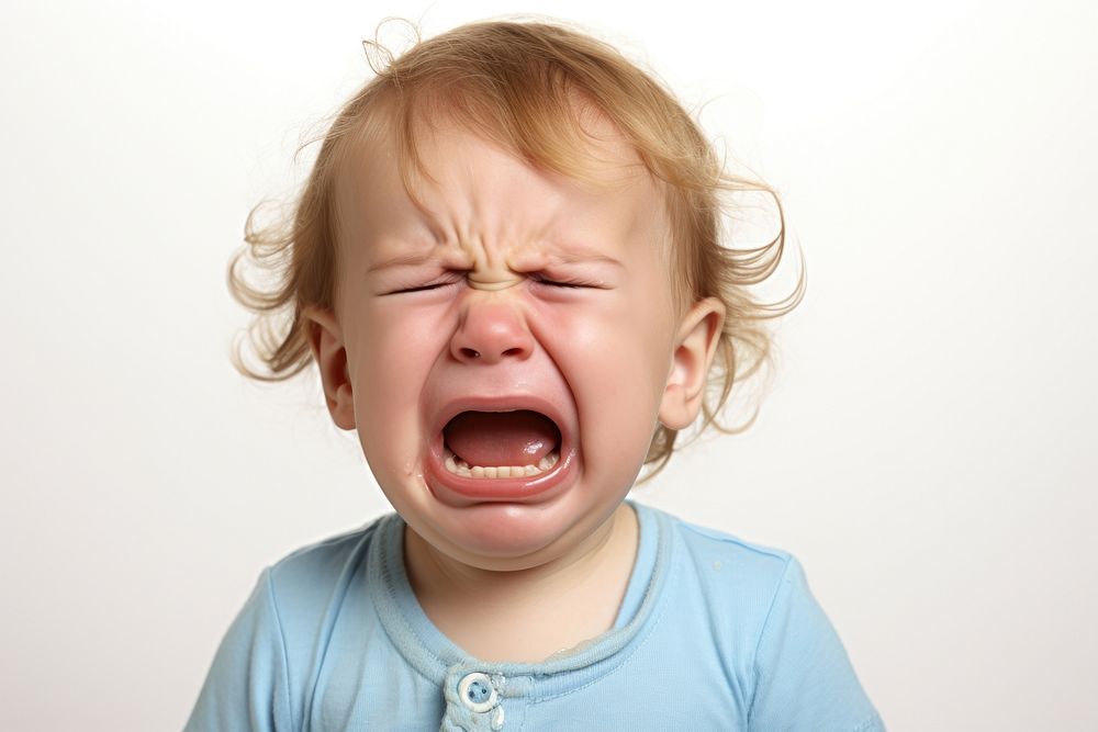 Cute baby crying shouting disappointment frustration. AI generated Image by rawpixel.