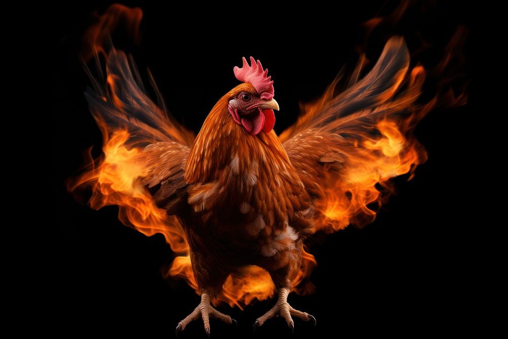 Chicken chicken fire poultry. AI generated Image by rawpixel.