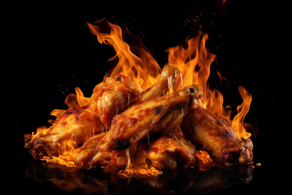 Chicken wings fire bonfire burning. AI generated Image by rawpixel.