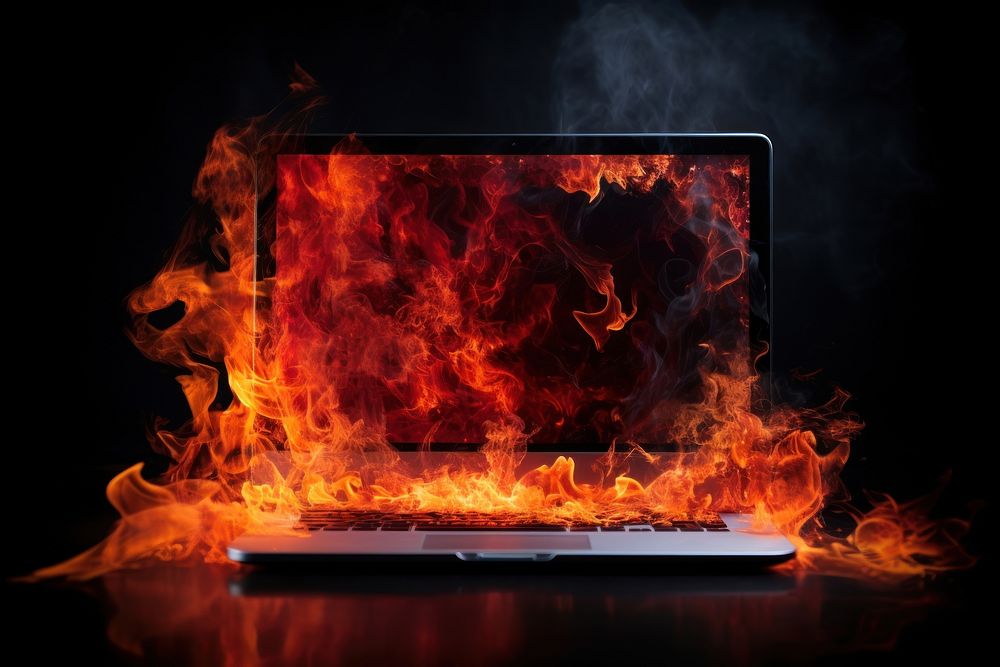 Computer computer fire fireplace. AI generated Image by rawpixel.