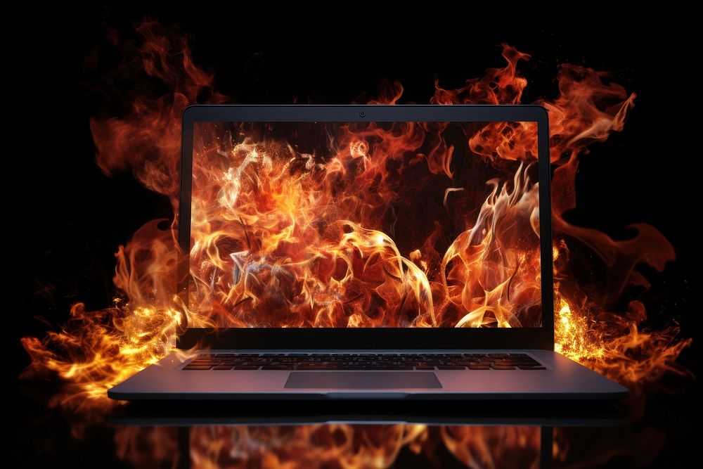 Computer computer fire bonfire. AI generated Image by rawpixel.