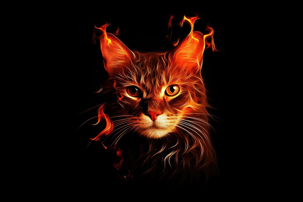 Cat fire burning animal. AI generated Image by rawpixel.