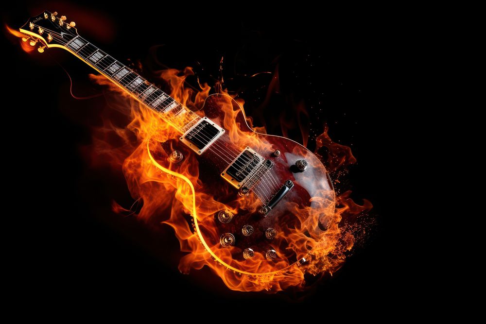 Guitar guitar burning fire. AI generated Image by rawpixel.
