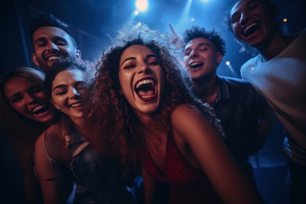 Partying nightclub laughing adult. AI generated Image by rawpixel.