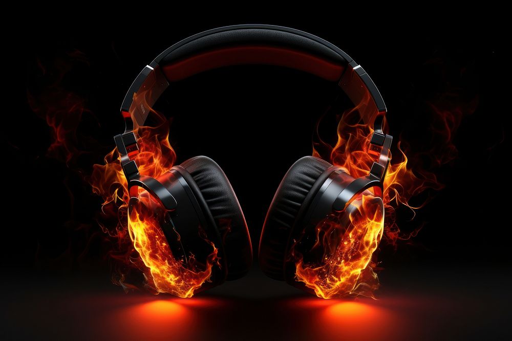 Headphones headphones headset burning. AI generated Image by rawpixel.