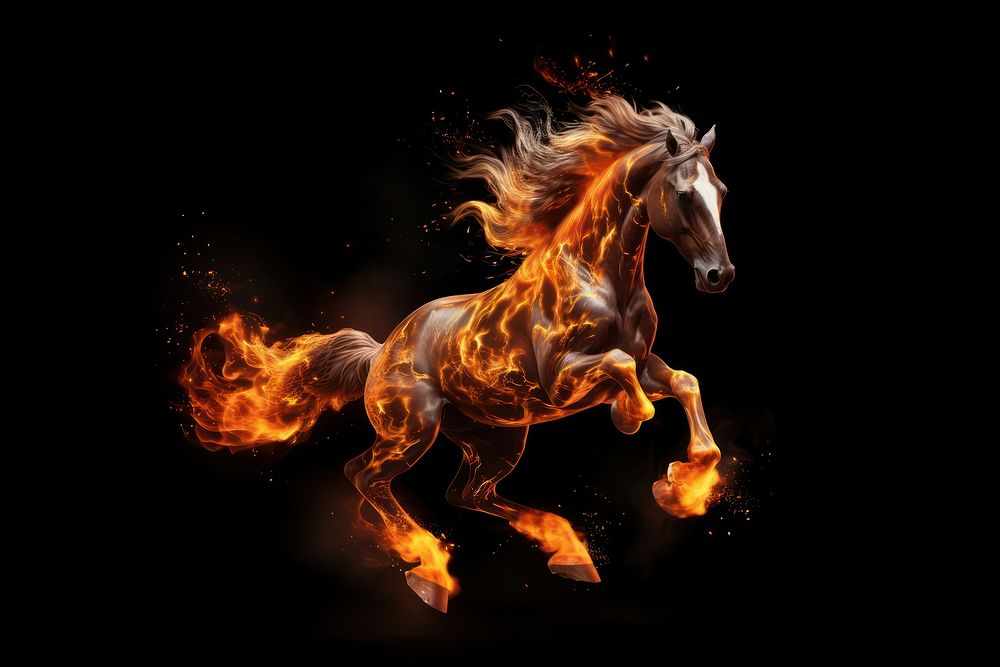 Horse full body horse burning animal. AI generated Image by rawpixel.