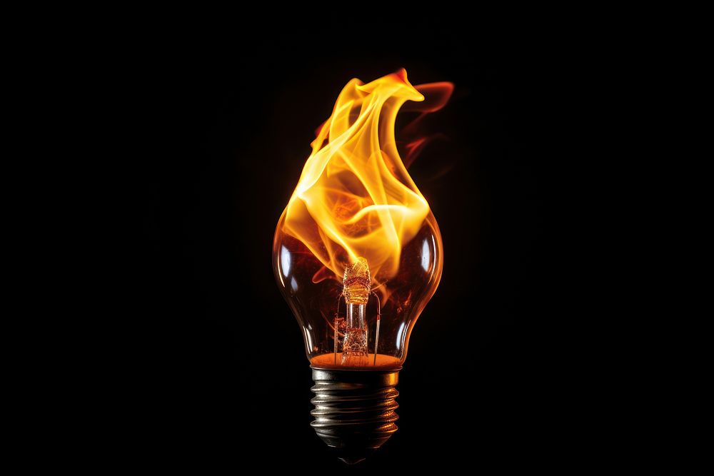 Light bulb lightbulb fire burning. AI generated Image by rawpixel.