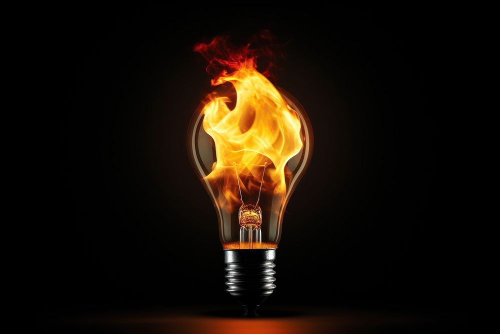 Light bulb lightbulb fire burning. AI generated Image by rawpixel.