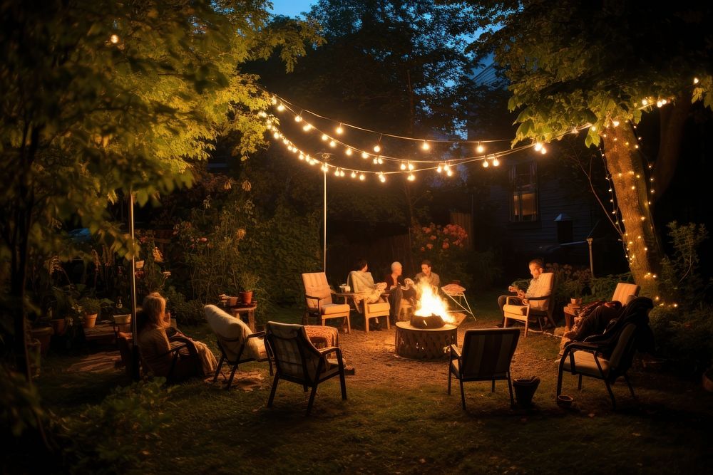 Party backyard outdoors bonfire. AI generated Image by rawpixel.