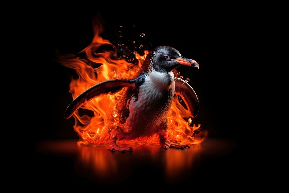Penguin fire penguin bonfire. AI generated Image by rawpixel.
